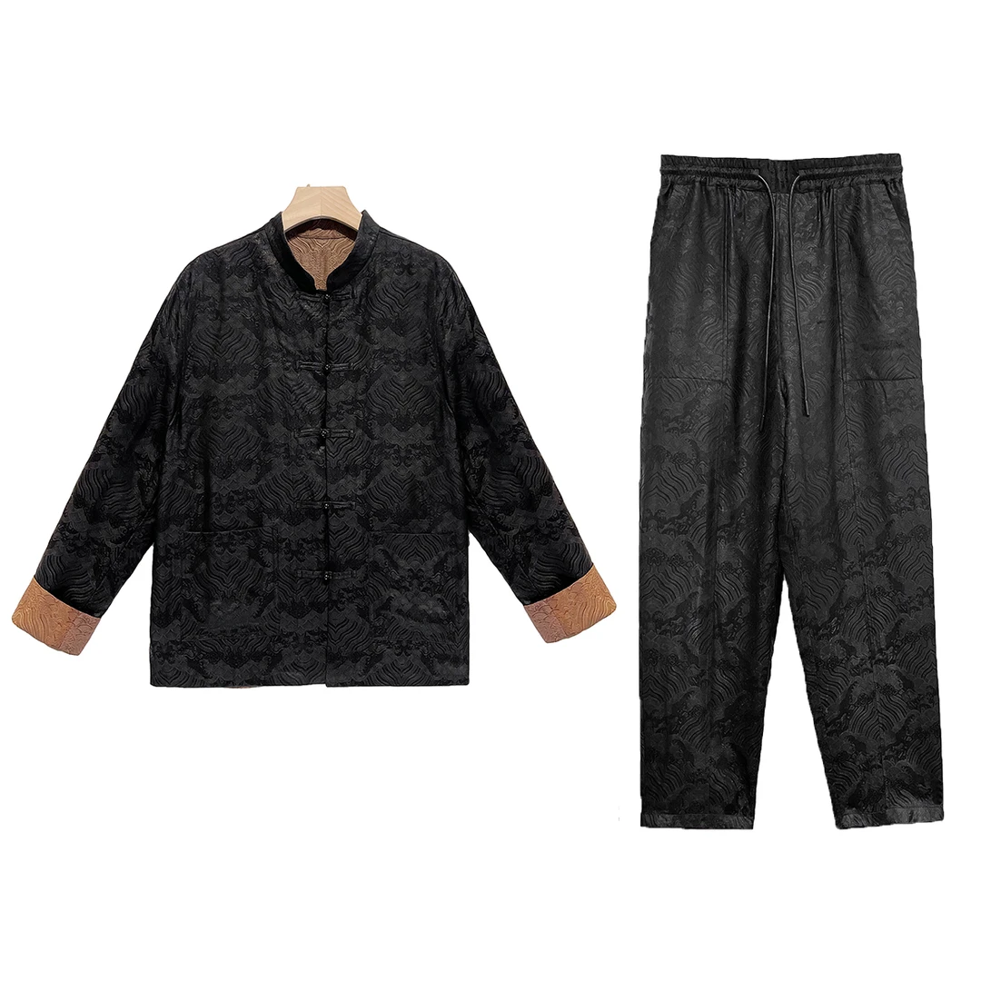 B1226+B1225新款男士春夏提花新中式唐装套装