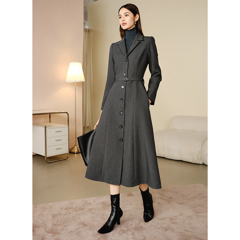 晚白春款时尚简约气质裙子休闲通勤毛呢西装连衣裙24071331