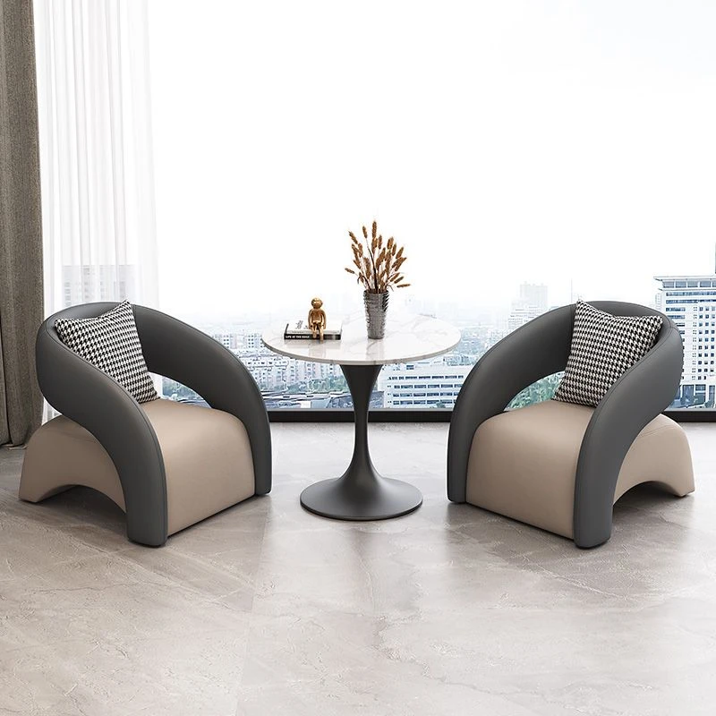 轻奢洽谈桌椅组合酒店大堂大厅谈判一桌4椅美容院洽谈桌小圆桌