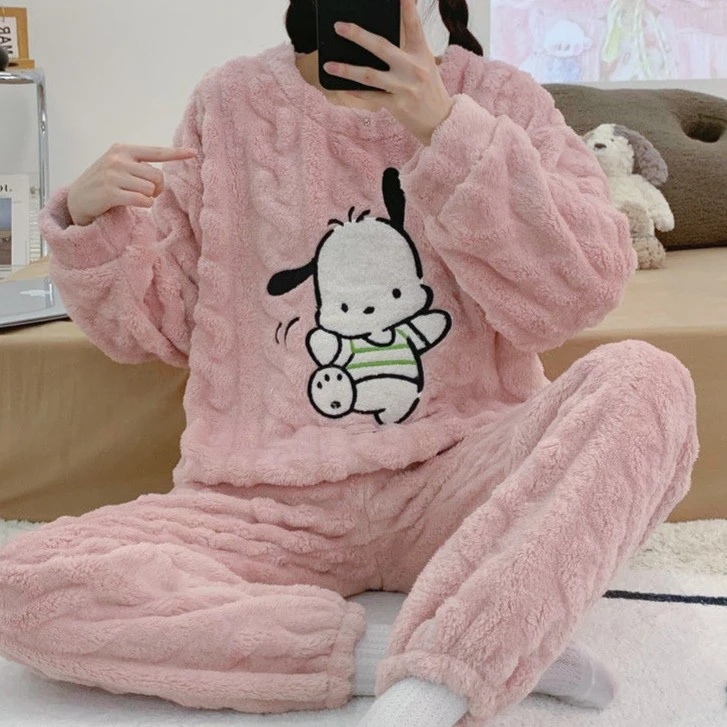 冬天加厚宽松套头女睡衣女学生可爱慵懒风卡通家居服套装4029