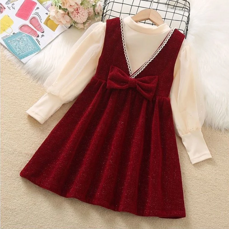 女童连衣裙秋冬加厚儿童套装2025新款拜年服女宝宝公主裙女孩裙子