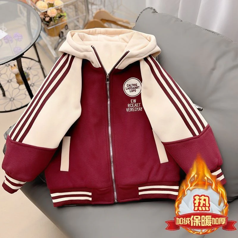 女童冬款加绒外套2025新款洋气儿童中大童运动休闲儿童外套冬款