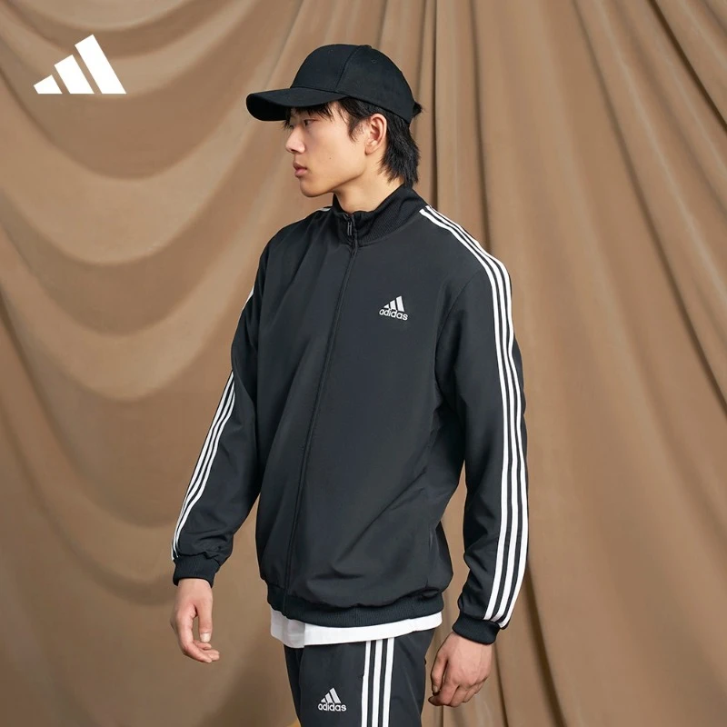 阿迪达斯官方 男款速干三条纹运动立领长袖套装 adidas GK9950