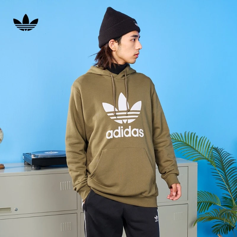 阿迪达斯三叶草 男款运动连帽卫衣 adidas TREFOIL HOODY HE4952