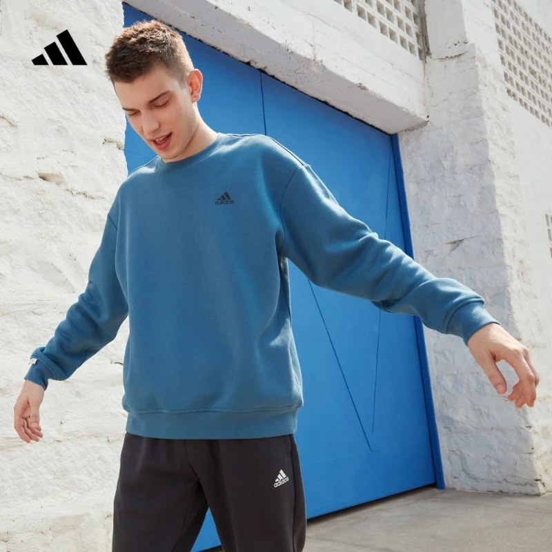 阿迪达斯官方 男女加绒加厚休闲圆领长袖卫衣套头衫adidas IB2773