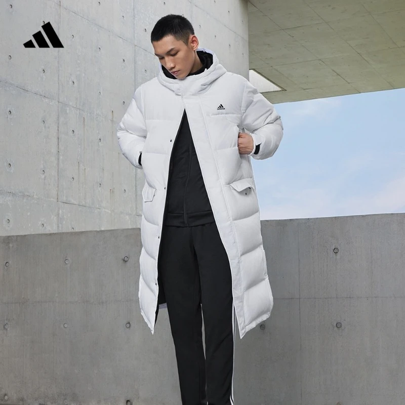 阿迪达斯官方530蓬长款保暖连帽鸭绒羽绒服男女同款adidas IV7559