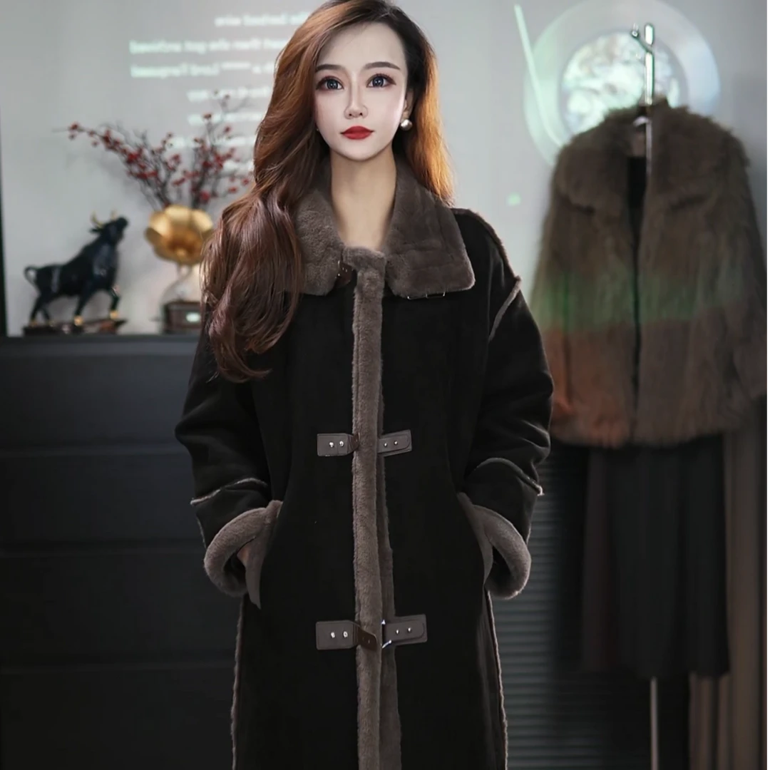 xx时尚冬季保暖加厚外套网红新款皮毛大衣长款气质百搭秋冬显瘦