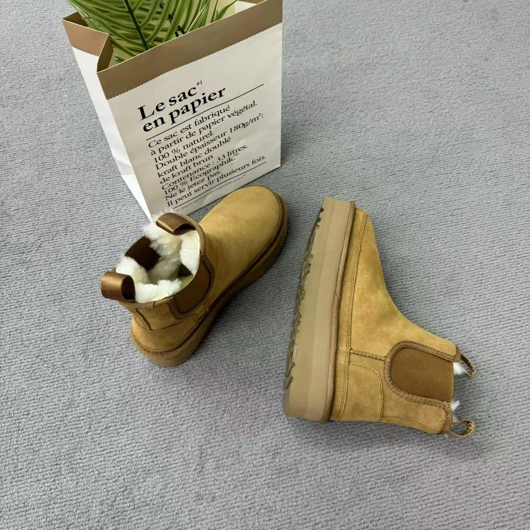 LINNRUGG桑坡工厂上新切尔西雪地靴真皮真毛冬季加厚保暖休闲百搭