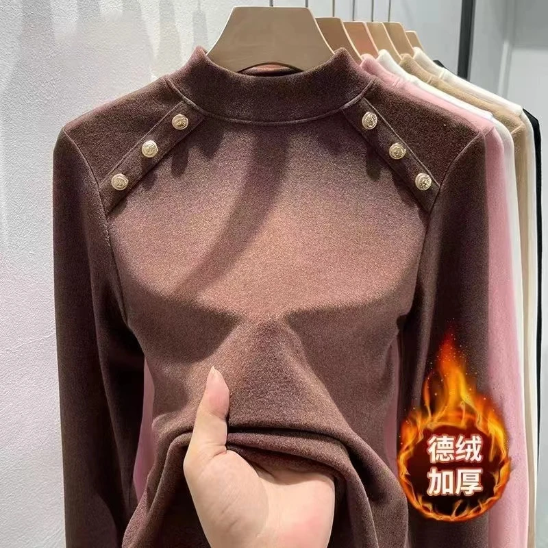 春秋款女内搭打底衫半高领上衣显瘦洋气百搭长袖