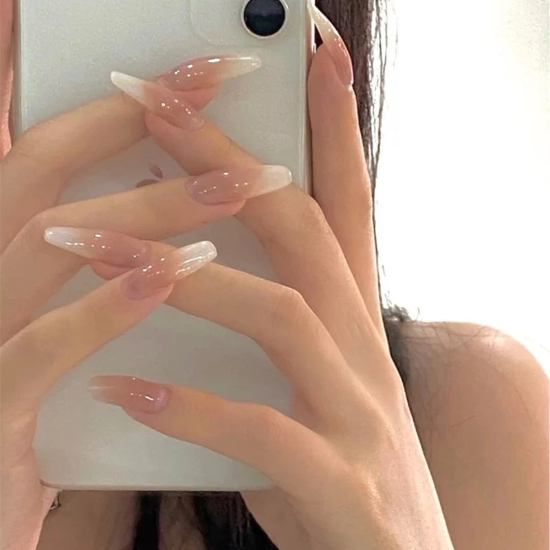 纯手工定制穿戴甲 壹心推荐 欧美渐变裸美甲贴片可拆卸假指甲贴片