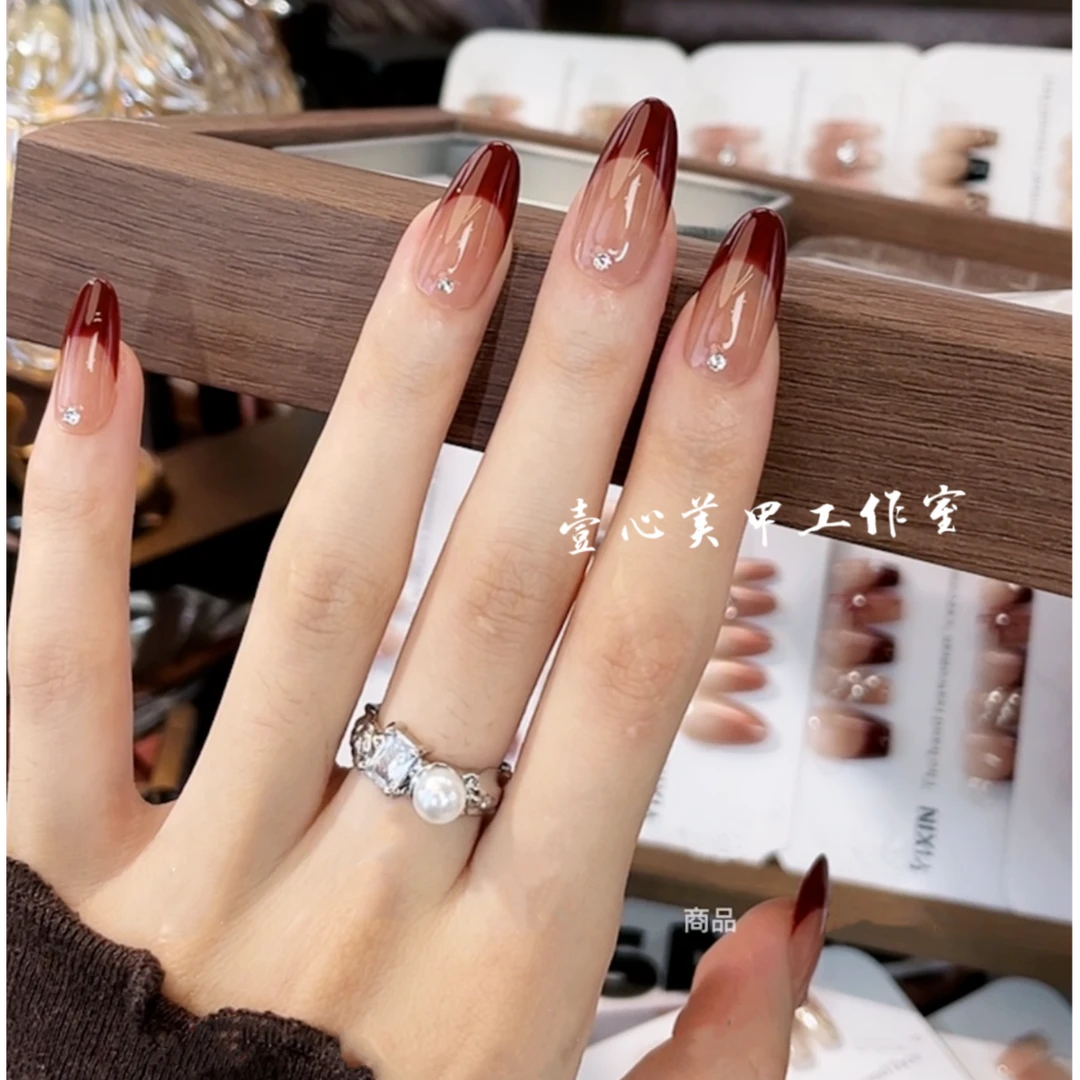 复古法式不带钻 美甲贴片可拆卸假指甲贴10