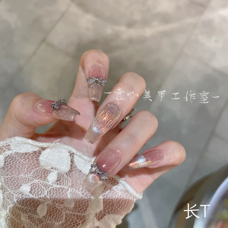 纯手工定制穿戴甲 壹心推荐 霓虹闪烁美甲贴片可拆卸假指甲贴气质