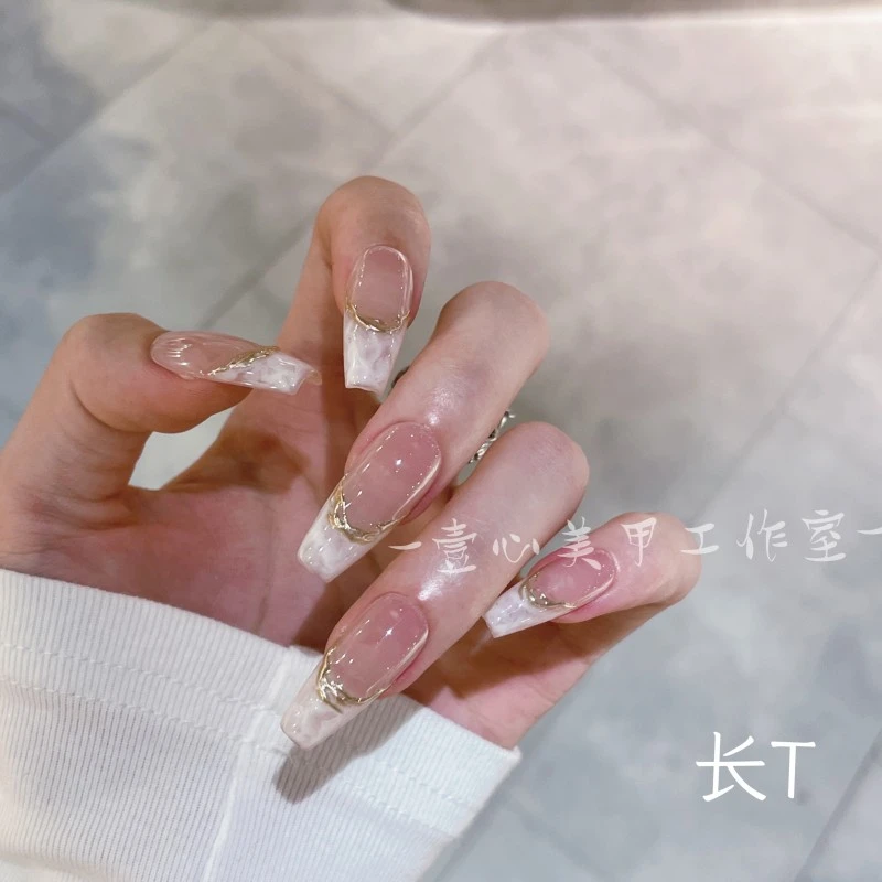 纯手工定制穿戴甲 壹心推荐 浮华落梦美甲贴片可拆卸假指甲贴10片