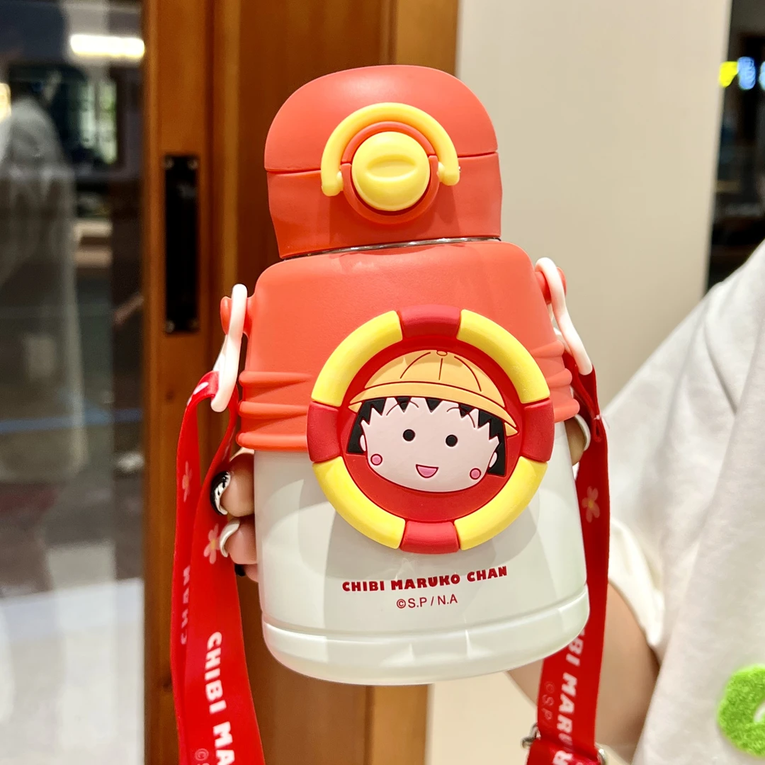 樱桃小丸子儿童保温杯食品级316小学生可爱卡通幼儿园防摔大肚杯