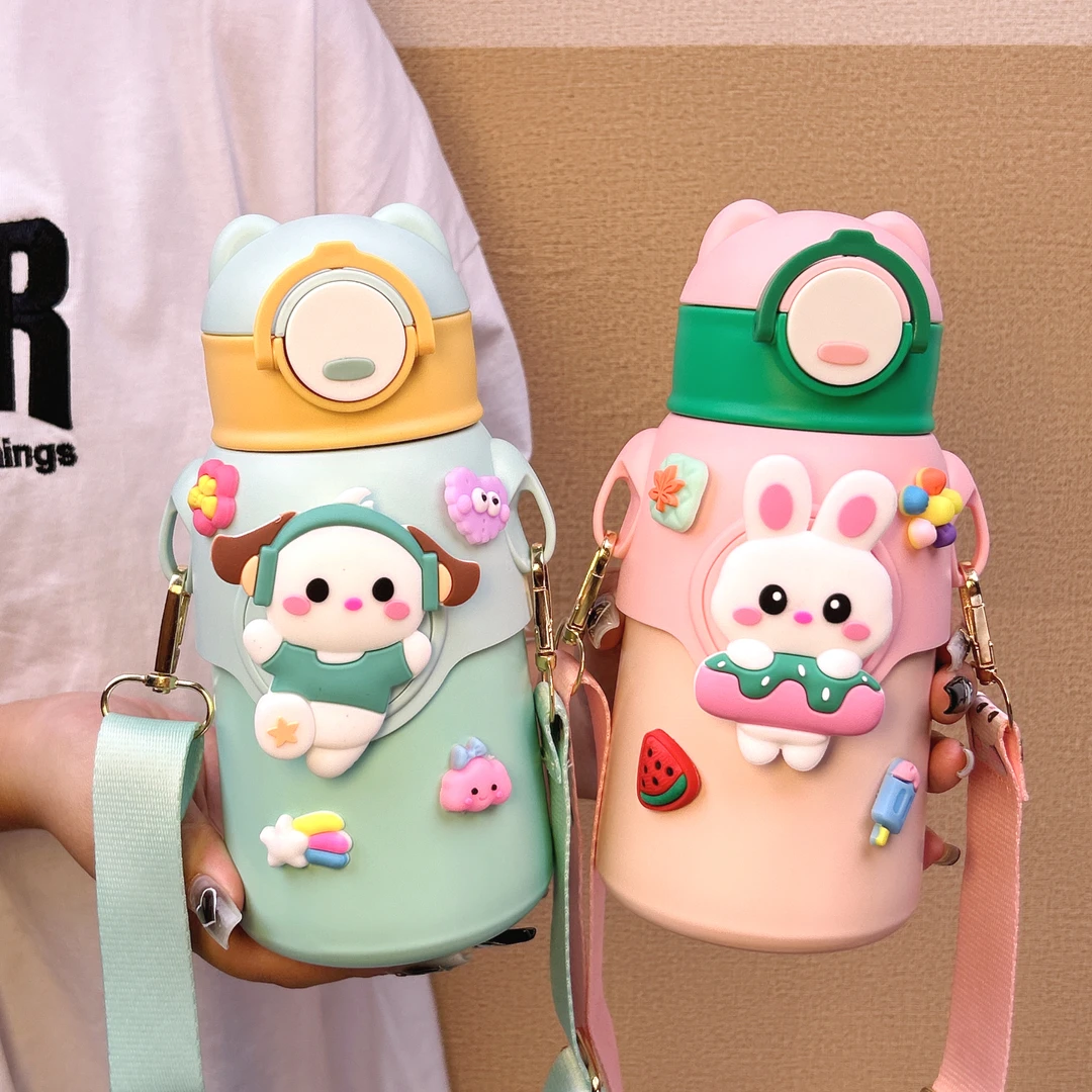 儿童保温杯男女孩可爱上学专用水杯高颜值水壶316不锈钢斜挎防摔