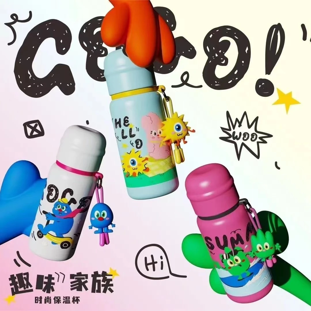 涂鸦网红保温杯时尚可爱高颜值儿童水杯学生创意杯子弹头防漏便携