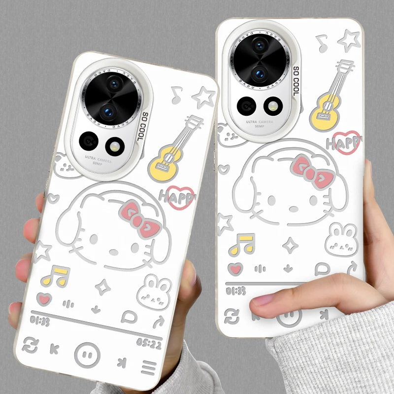 适用于华为nova12Pro苹果15OPPO/vivo小米全包卡通创意听音乐KT猫