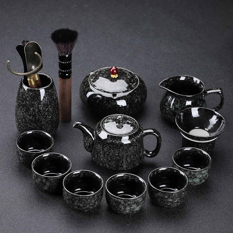 世杰窑中式复古窑变陶瓷功夫茶具套装家用整套茶壶茶海公道杯茶杯