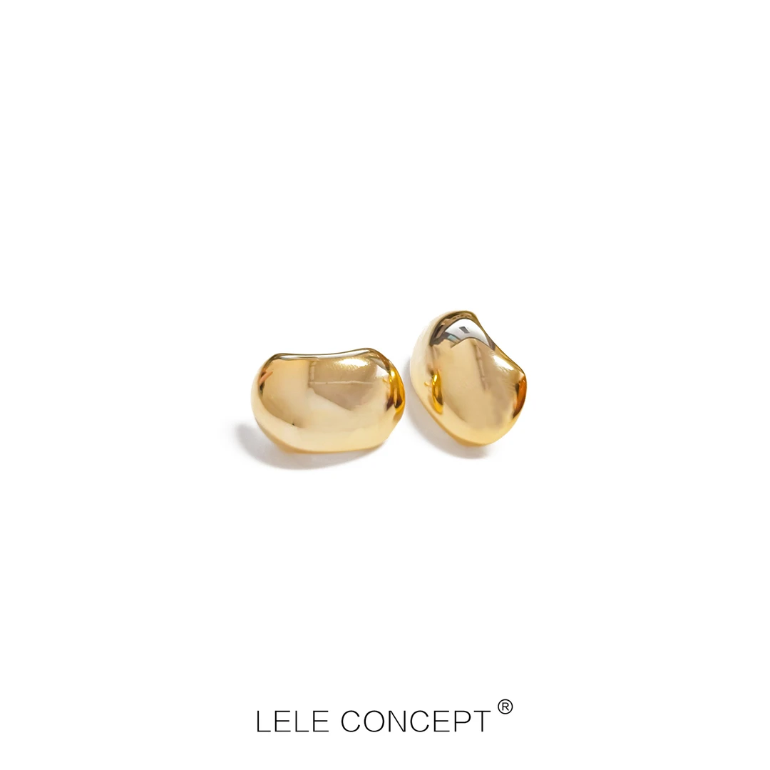 铜合金耳饰 【LELE】简约相思红豆弧形耳钉小众优雅极简素款SP0139