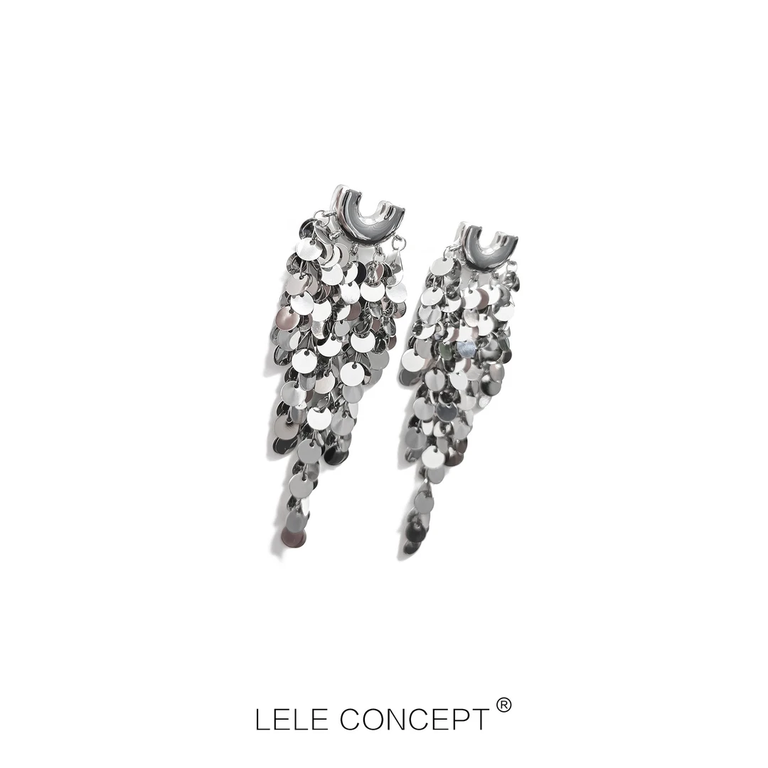 铜合金耳饰 【LELE】轻奢千片流苏耳环气质小众欧美精致个性SP0168