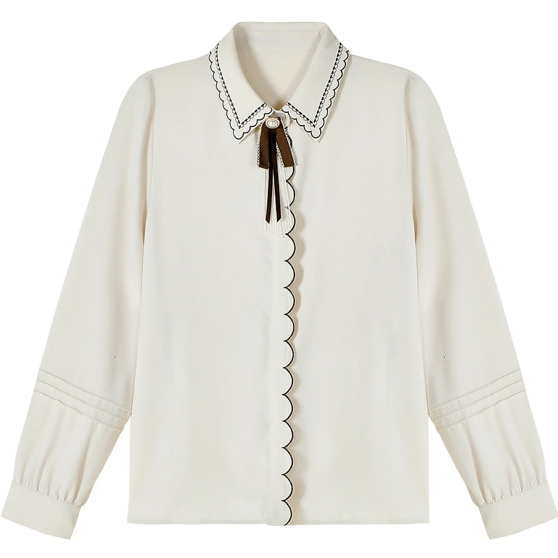 秋水伊人气质优雅翻领衬衫2023年春新款女时尚休闲通勤上衣春季