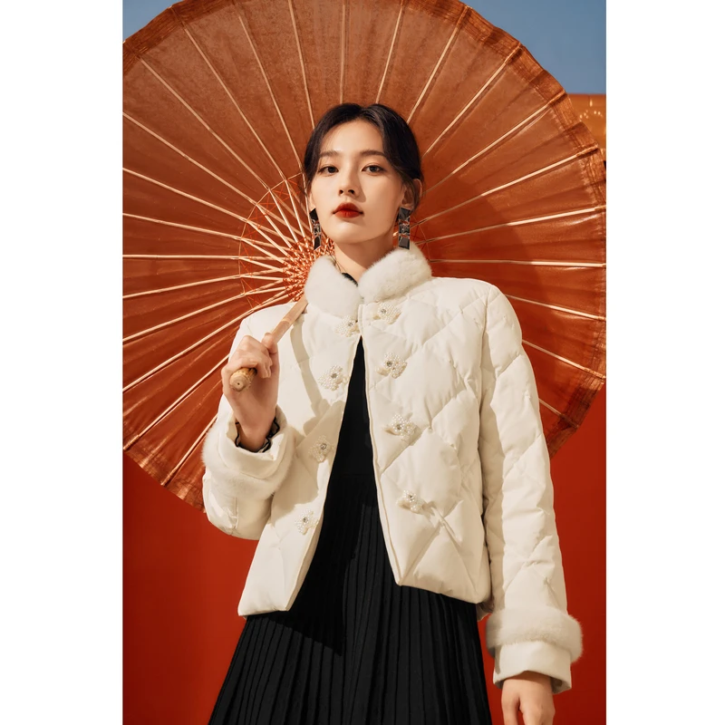 【瑞雪】秋水伊人肌理感立领保暖羽绒服新款百搭外套623409C150645