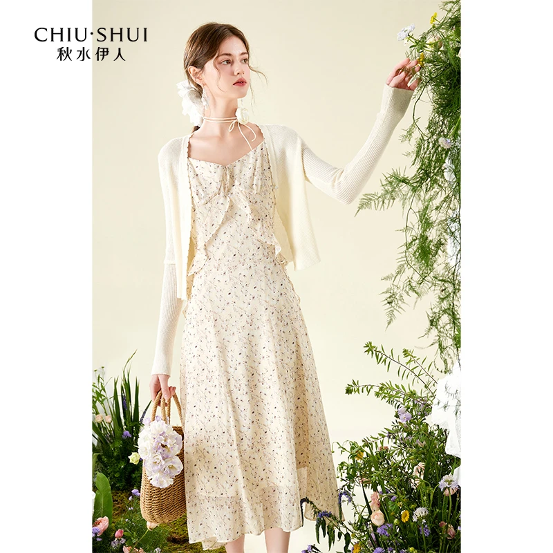【田园诗】秋水伊人连衣裙套装2025春季针织衫吊带裙624101A010005