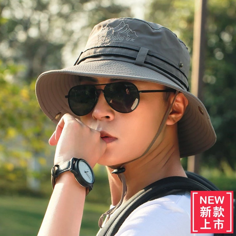 男士帽子夏季户外防晒帽男女通用遮阳帽登山帽子女可折叠时尚百搭