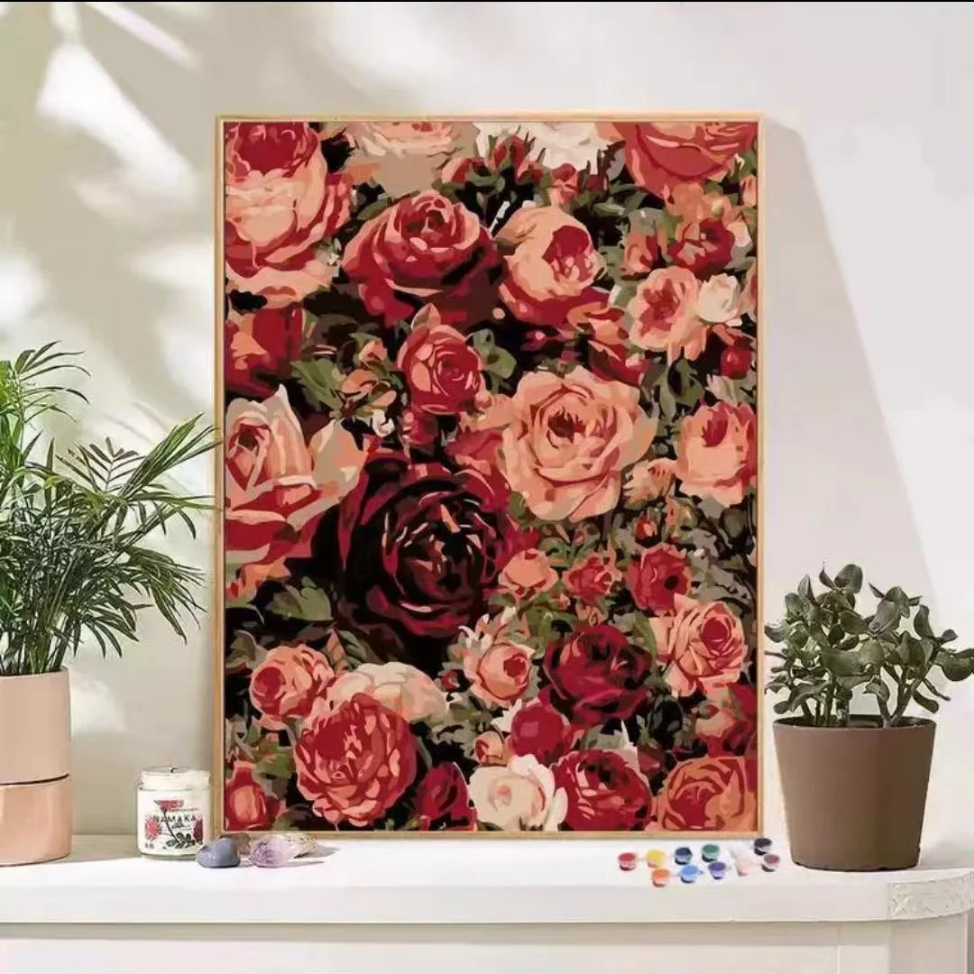 【背板】DIY数字油画花卉合集手绘送礼装饰画