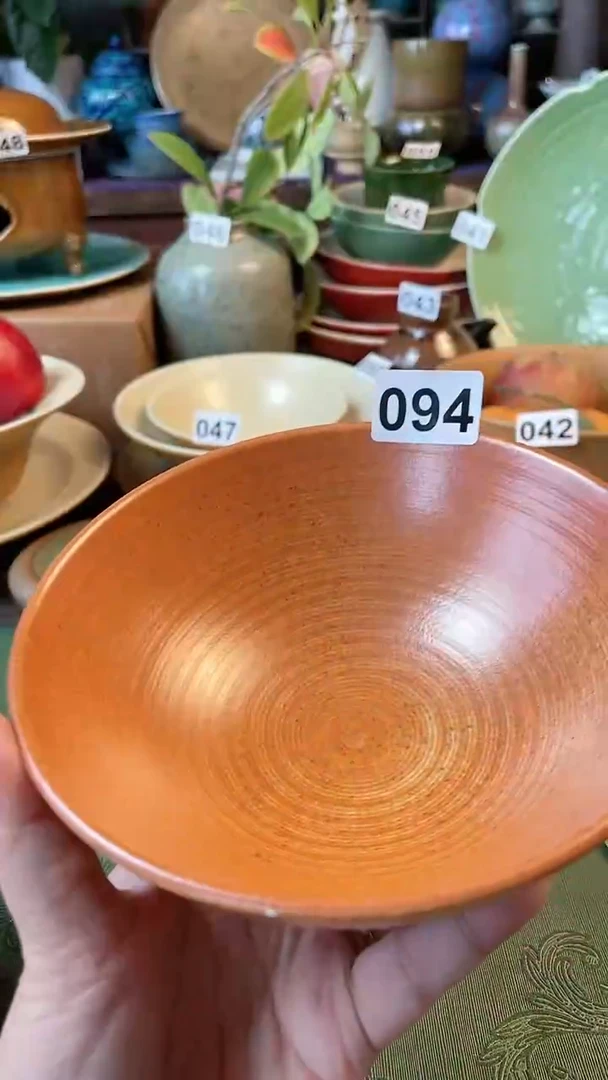 【闪购商品】陶瓷碗6寸斗笠志野微瑕094