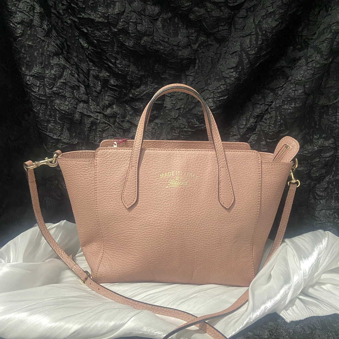 95新 GUCCI/古驰 粉色手提斜跨包