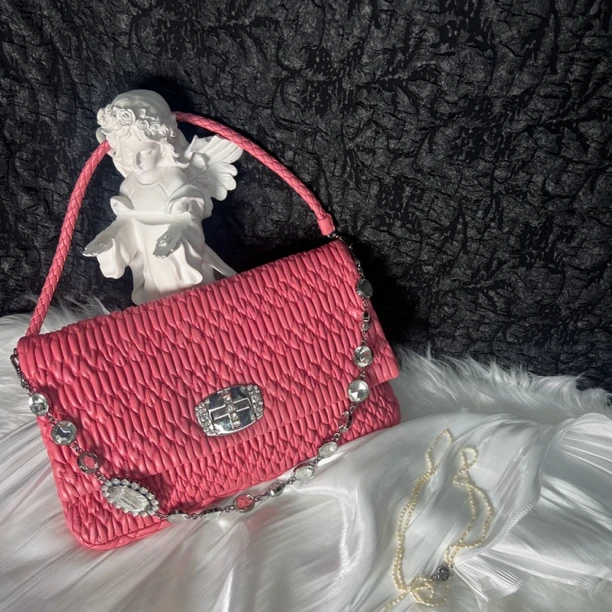 95新 MIU MIU/缪缪 大喜/缪缪宝石链条单肩斜挎包