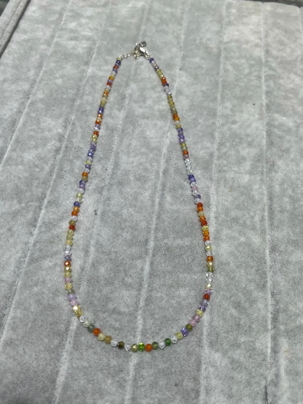 美货 七彩3mm钻切项链锁骨链