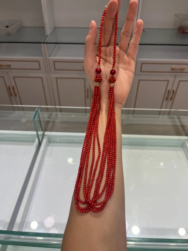 时尚美货 原创设计红色六股麻花项链