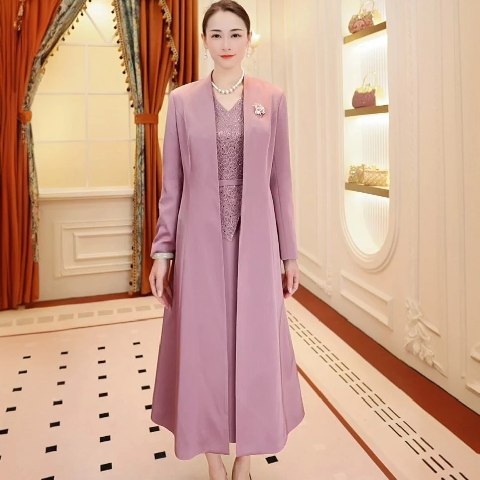 外套大衣秋冬搭喜婆婆喜妈妈婚宴装外套洋气修身显瘦长外套