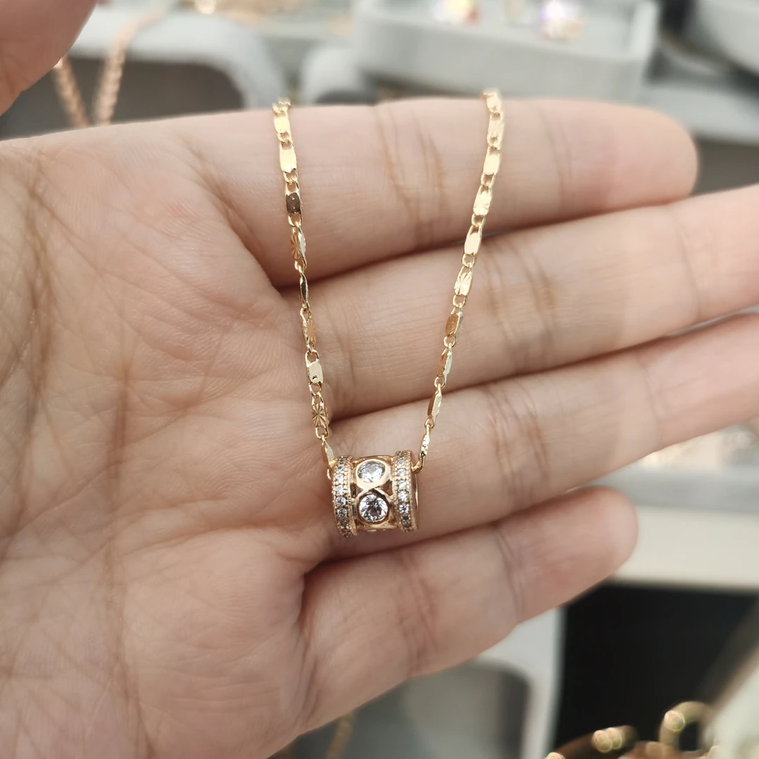 铜合金合成锆石吊坠 802小蛮腰不掉色坠项链百搭满钻时尚精致轻奢