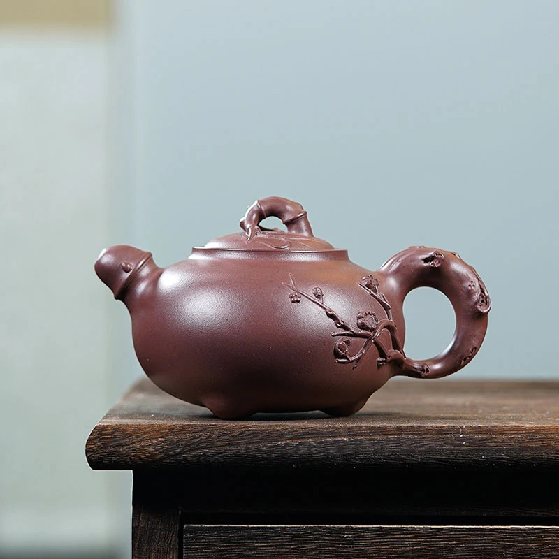 缘壶结社佘海平全手工制作道洪款松竹梅 原矿紫泥   240cc