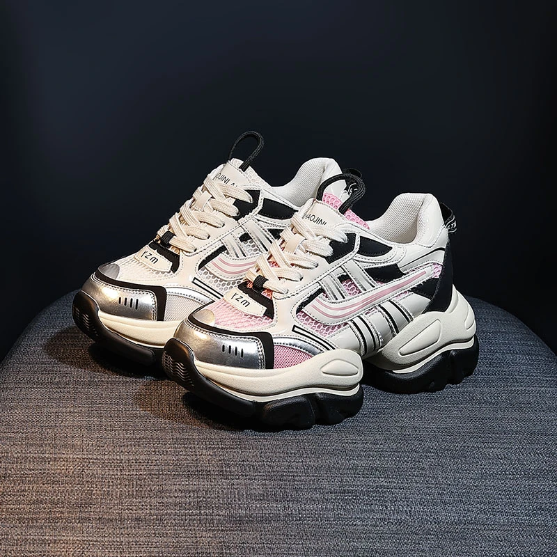 真皮老爹鞋女2024年夏季新款休闲运动鞋百搭潮流网红时尚厚底女鞋