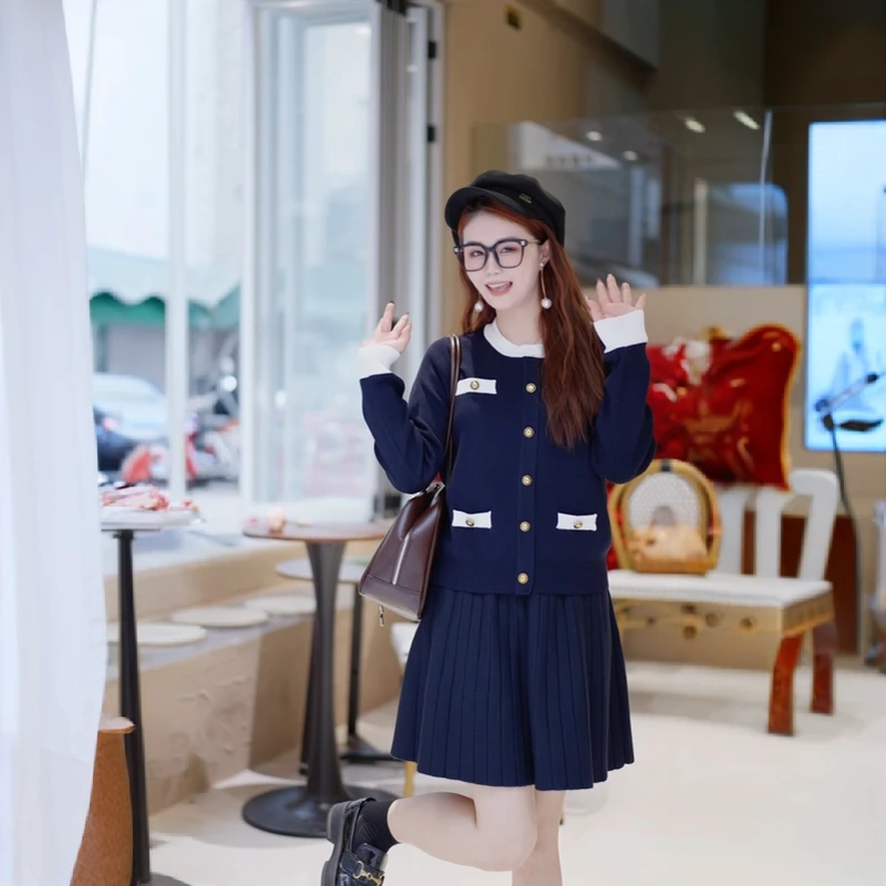 奢姿【松茶可可】2025年春季新款高级感大码套装胖妹妹小香风两件套