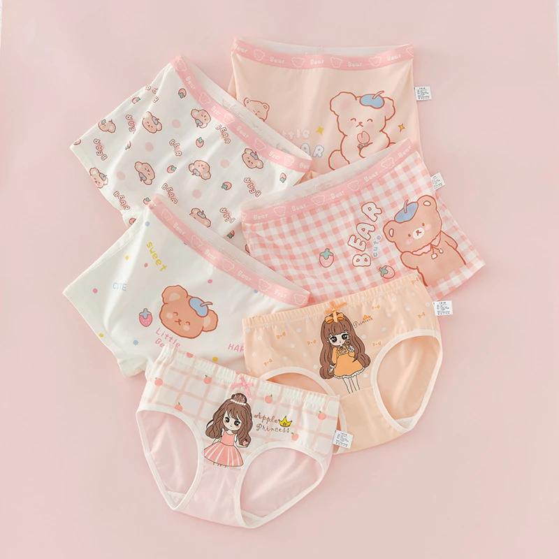 精梳棉女童内裤儿童四角三角裤中大童小女孩平角底裤透气舒适短裤