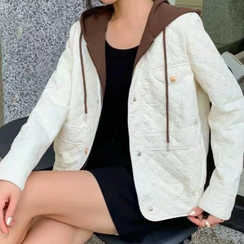 【艾萱萱】3562款假两件连帽开衫正肩夹棉厚外套女 约57