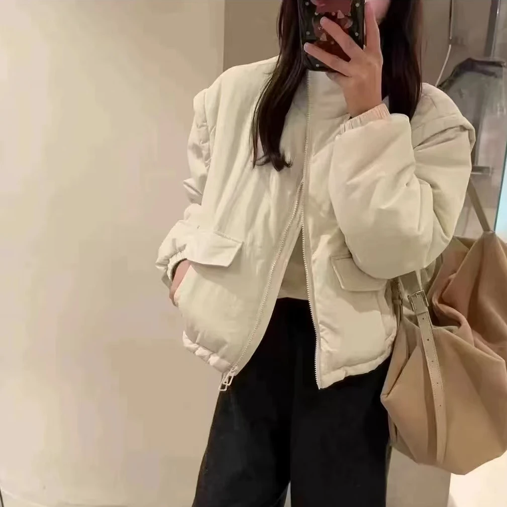 【艾萱萱】6678款减龄休闲百搭简约纯色立领长袖保暖外套 约56
