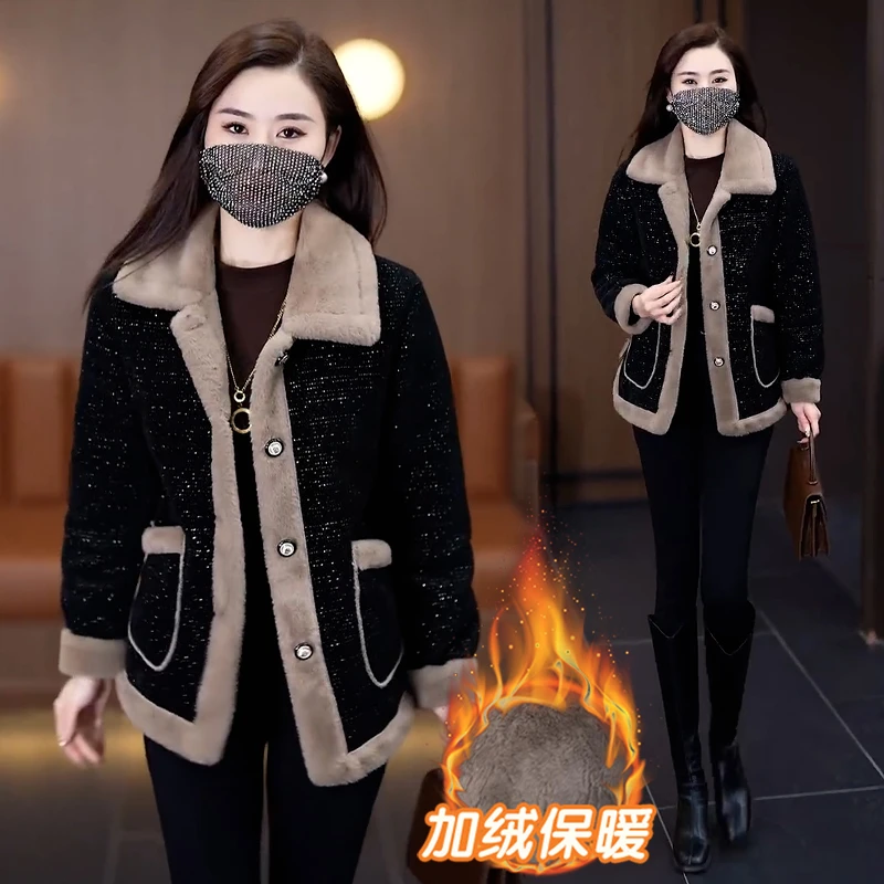 加绒加厚外套女2025冬季新款时尚洋气百搭小个子气质减龄短款上衣