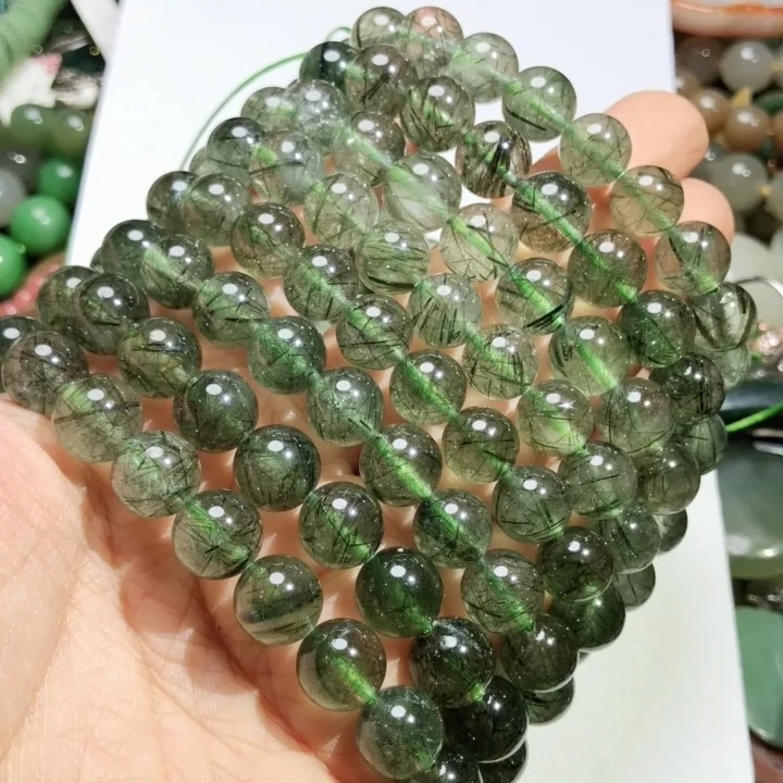 天然绿发晶单圈手串手链简约文艺男女生手串手链学生版饰品礼物