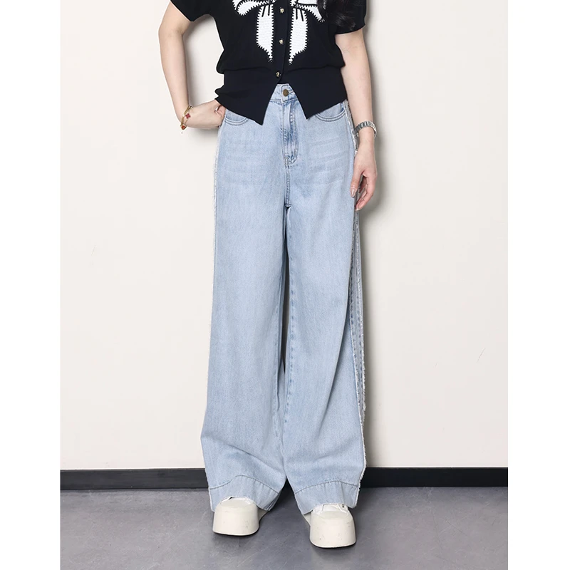 QC宣宣【Q弹裤】微胖大码女夏装百搭显瘦果冻直筒牛仔裤 ZY404Q95