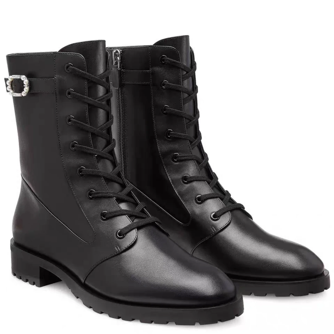 95新 StuartWeitzman 95新 SW 女士黑色百搭真皮中筒时装