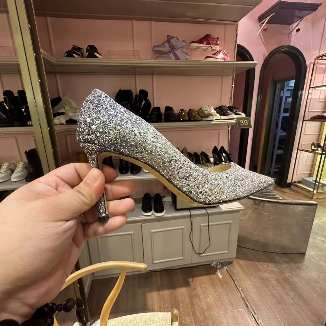 95新 JIMMY CHOO/吉米周 时尚细跟渐变尖头高跟鞋