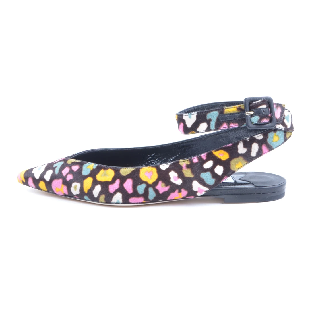 99新 JIMMY CHOO/吉米周 未使用/37.5/女士绒面平跟多色印花凉鞋