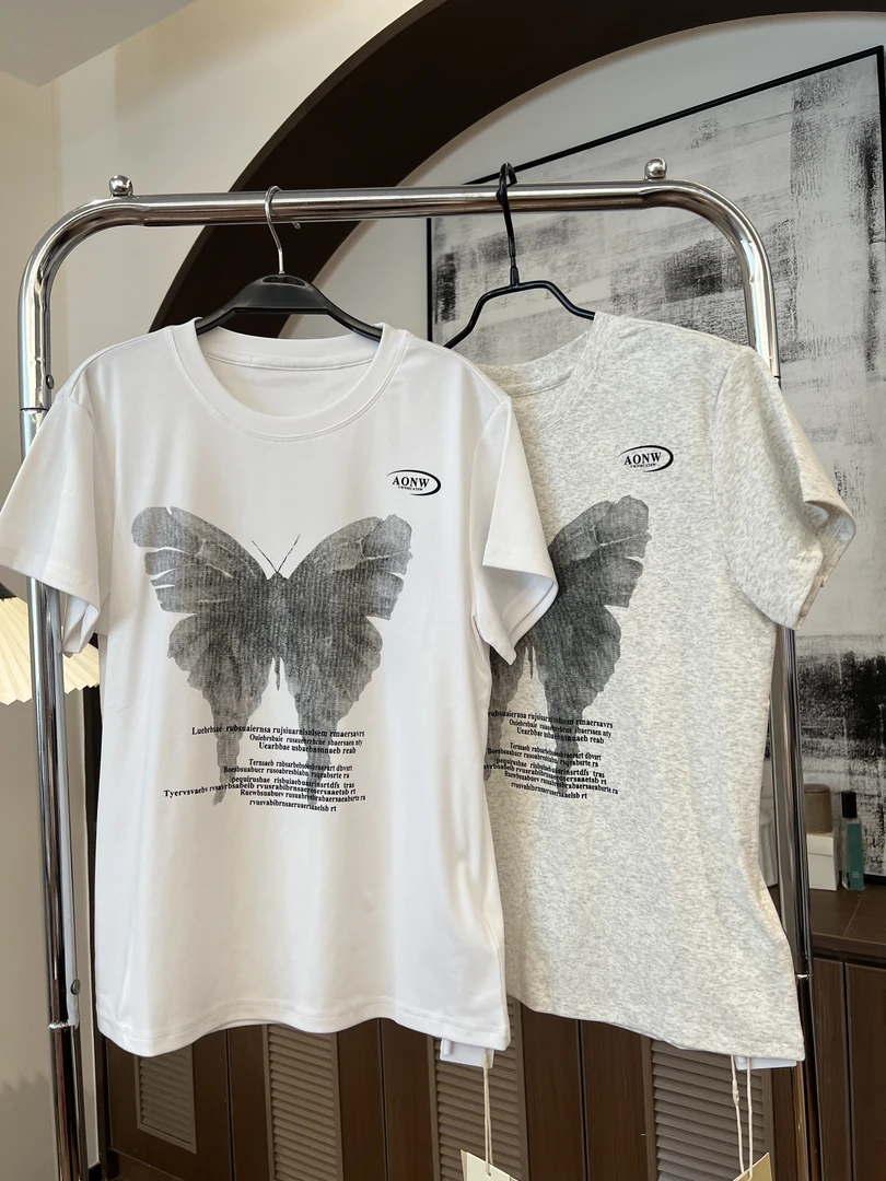 孔一粒蝴蝶印花T恤N6152