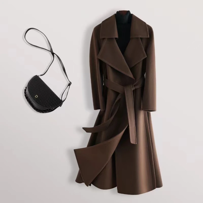 升级赫本风5色长款30绒长款过膝显瘦气质大衣